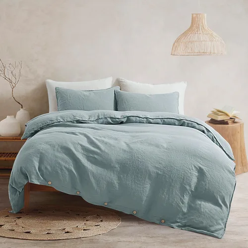 Miniatura 9 de ATLINIA Juego de funda de edredón de 100% lino de lino lavado a piedra - Lino francés puro orgánico para ropa de cama de granja estilo boho, incluye