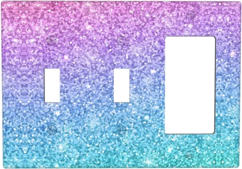 Miniatura 13 de Cubierta para interruptor de luz, placas de pared con purpurina rosa y azul, 1 banda, palanca individual de 4.5 x 2.76 pulgadas, 1 paquete