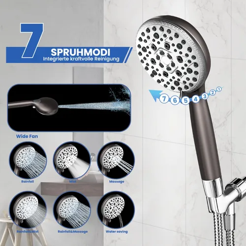 Miniatura 2 de Cabezal de ducha con mano, cabezales de ducha de alta presión, cabezal de ducha con filtro, cabezal de ducha de mano, 7 modos de cabezal de ducha
