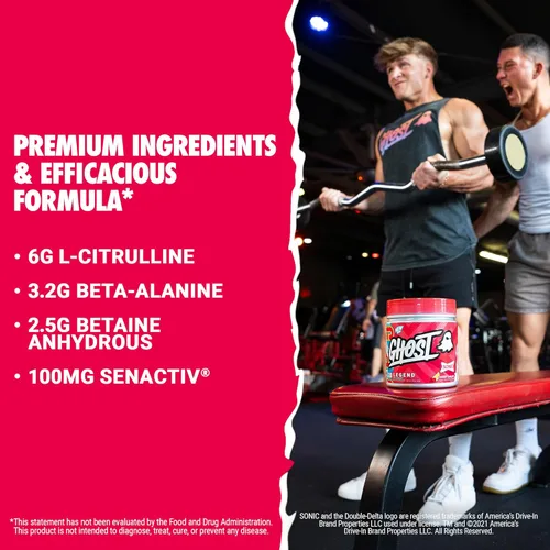 Miniatura 3 de GHOST Legend - Polvo de preentrenamiento, Sonic Cherry Limeade - 30 porciones - Pre-entrenamiento para hombres y mujeres con colina, L-citrulina