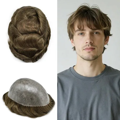 Miniatura 111 de Toupee for Men Hair Piece Real Human Hair Full Poly Skin Mens Toupee Mens Hair System Injected PU Hair System Invisible Hairpiece for