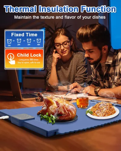 Miniatura 3 de Tapete de calentamiento para alimentos, tapete de calentamiento rápido de alimentos de superficie completa, bandeja de calentamiento eléctrica