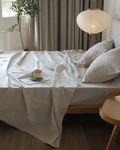 Miniatura 2 de XZ XIFA - Juego de sábanas de lino tamaño king - 100% lino francés lavado orgánico, ropa de cama transpirable y refrescante que regula la Lino