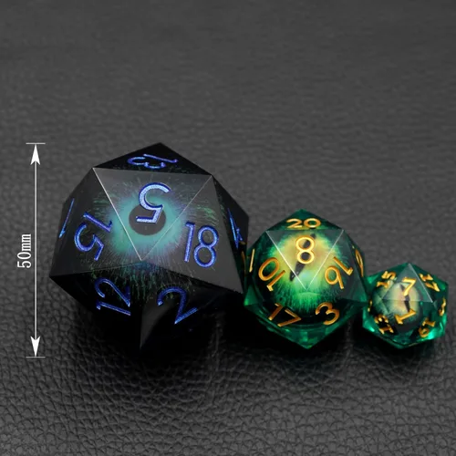 Miniatura 3 de Núcleo ocular grande de gran tamaño de 1.969 in D20 con estuche de regalo, hecho a mano con borde afilado, dado de mazmorras y dragones poliédricos