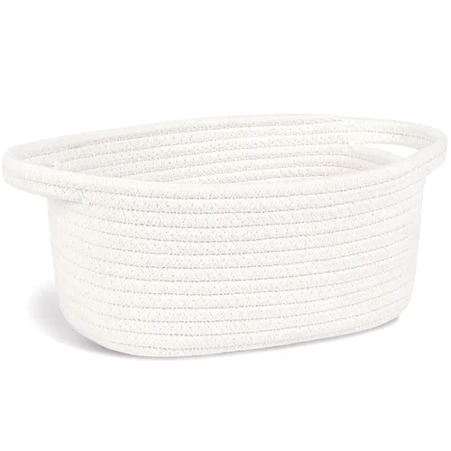 Miniatura 14 de Abenkie - Cesta de almacenamiento pequeña, bonita canasta de algodón tejida con cuerda de algodón para perro y gato, para guardería, sala de estar