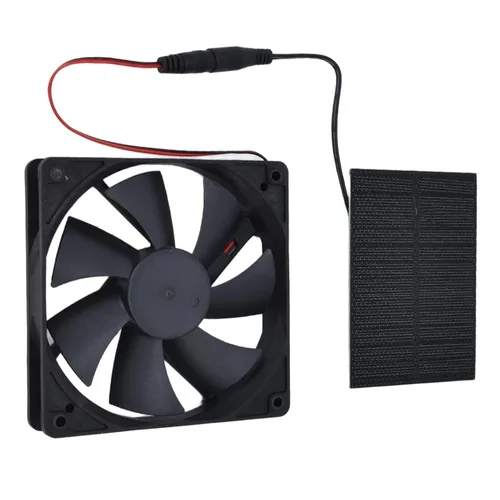 AUNMAS Kit de mini ventilador con energía solar, sistema de enfriamiento automático de ventilación de escape de gallinero de invernadero, 5 V, 3 W,