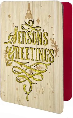 Miniatura 28 de 67 divertidas tarjetas de madera de Navidad, Ho Merry Chaos‑Mas, interior rojo en blanco para mensaje personalizado, regalo para familiares