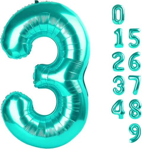 Miniatura 441 de Globos de números de 5 globos de 40 pulgadas, decoraciones de cumpleaños azules para niños y niñas, globos de números azul marino grandes