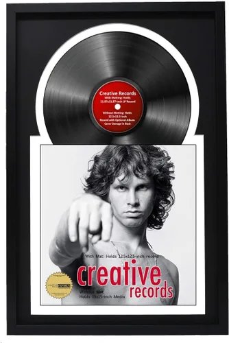 Miniatura 7 de Creative Picture Frames Marco de vinilo Jukebox de 16 x 24 pulgadas con paspartú doble doble blanco-negro, marco de álbum de discos LP