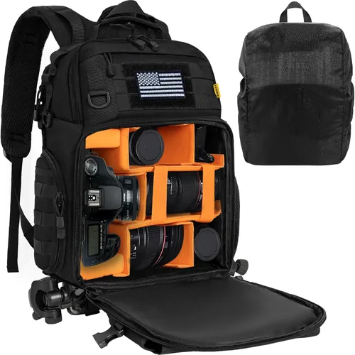 Mochila para cámara DSLR/SLR/sin espejo para fotografía, bolsa táctica para cámara, estuche impermeable, mochila de viaje con compartimento para
