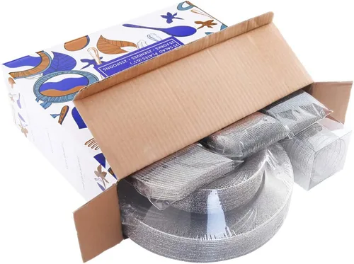 Miniatura 6 de WDF 150 platos de plástico plateados desechables – Las decoraciones de fiesta Winter Wonderland incluyen 50 platos de cena y ensalada, 25 tenedores