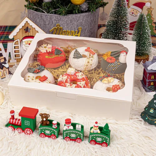 Miniatura 13 de 20 cajas blancas de panadería de 8 x 6 x 2.5 pulgadas, cajas de galletas con ventana, cajas de postre para galletas, pasteles, macarrones, donas