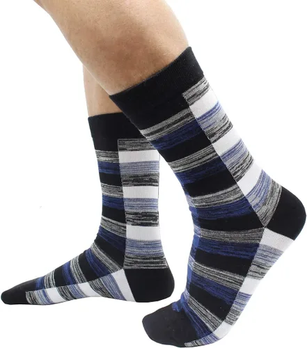 Miniatura 76 de TOEJYJ Calcetines de vestir divertidos para hombre, paquete de calcetines casuales divertidos, coloridos calcetines de algodón a rayas, talla 10-13