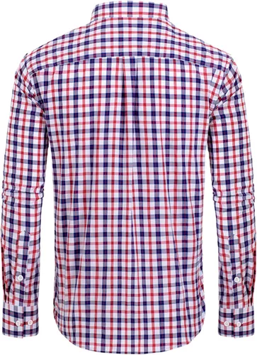 Miniatura 2 de Alimens & Gentle Camisas a cuadros con botones para hombre, camisas de vestir de manga larga de algodón, camisas de guingán de ajuste regular