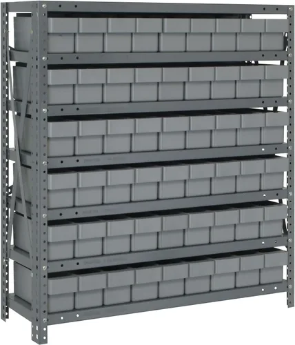 Miniatura 66 de Quantum QSBU-245BK Heavy Duty Shelving Unit with (7) Shelves and (24) QUS245 Black Bins for Garage Warehouse Storage Distribution 400 lb Load