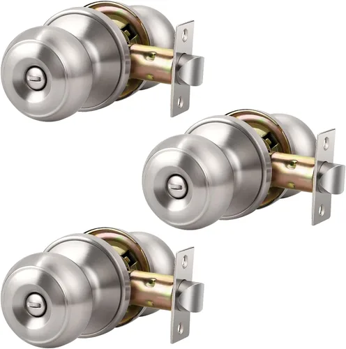 Miniatura 29 de KNOBWELL Pomos de puerta de privacidad, pomo de puerta de cama y baño con cerradura, pomos de puerta de bronce aceitado interior, pomo de puerta