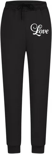 Miniatura 2 de Womens Active Drawstring Fleece Sweatpants Trendy Love Letter Print Sherpa Lined Athletic Workout Jogger Pants