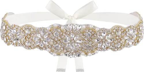 Miniatura 13 de Lovful Cinturón trenzado de cristal nupcial del marco del vestido de novia del Rhinestone