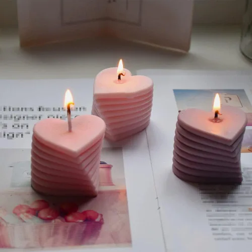 Miniatura 6 de 3 paquetes de moldes de vela en forma de corazón para bricolaje 3D de silicona para hacer velas de molde para hornear, molde de vela de jabón, molde