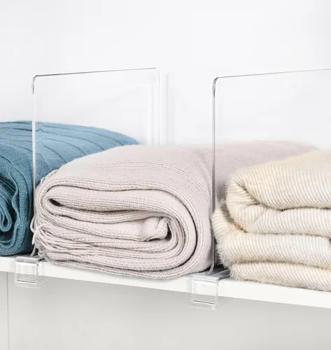 Miniatura 8 de HBlife Paquete de 8 separadores de estantes transparentes, organizador vertical de bolso para armario, perfecto para suéteres, camisas, bolsos