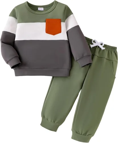 Miniatura 69 de Ropa de otoño e invierno para bebé, trajes de niño pequeño, sudadera de manga larga, sudadera de retazos y pantalones, 2 piezas, 12 meses a 5 años