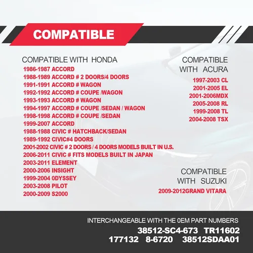 Miniatura 6 de Bomba de lavado de parabrisas, compatible con Acura Honda Suzuki, reemplaza al OEM: 38512SC4673, 38512SC4672, 38512SDAA01, Delco 8-6721, Bomba