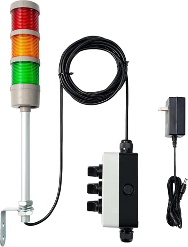 Miniatura 4 de Luz LED de torre Andon de 3 pilas Interruptor de encendido/apagado ABB, adaptador Mean Well de 120 V-24 V, cable de extensión de 16 pies