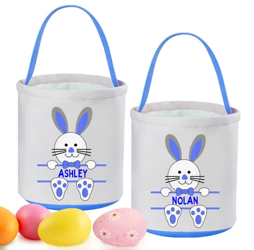 Miniatura 5 de Cestas de Pascua personalizadas para niños y niñas, paquete de 2, cesta de conejo de Pascua Touber para regalos, cesta de Pascua personalizada con 2