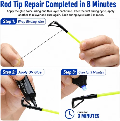 Miniatura 4 de 10PCS Bulk Fishing Rod Tip Repair Kit for Baitcaster & Spinning Pole, Small to Large Stainless Steel Top Replacement for Freshwater & Saltwater