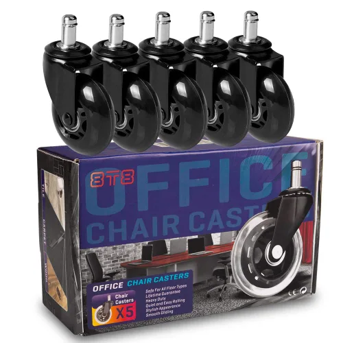 Miniatura 5 de 8T8 Ruedas giratorias para silla de oficina de 2.5 pulgadas, ruedas giratorias resistentes con vástago emergente, rodamiento silencioso y suave,