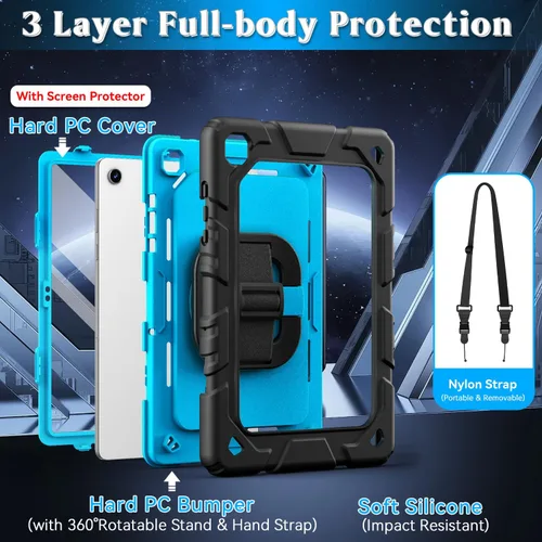 Miniatura 3 de Grifobes Fundas para Samsung Galaxy Tab A11 Plus 2025 / A9 Plus de 11 pulgadas 2023, a prueba de golpes, con protector de pantalla, soporte