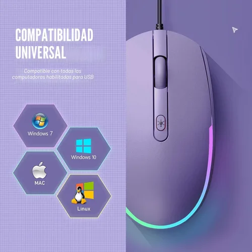 Miniatura 6 de seenda Ratón con cable - Ratones de computadora USB con cable con retroiluminación RGB LED óptico con cable USB adjunto para portátiles, portátiles