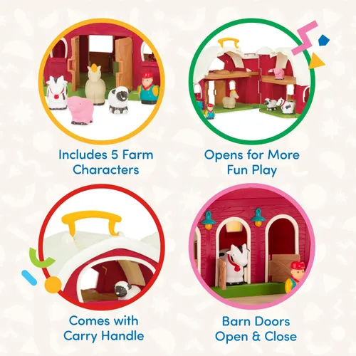Miniatura 5 de Battat Big Red Barn, Animal Farm Playset - Juguete de aprendizaje para niños pequeños, 18M Plus, 13.5" x 9"x 12