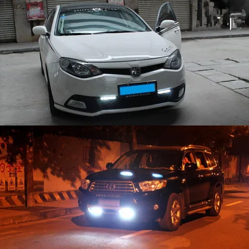 Miniatura 7 de Juego de 2 piezas de luces LED de alta potencia para conducción diurna, faros antiniebla LED para coche, ajuste universal Blanco