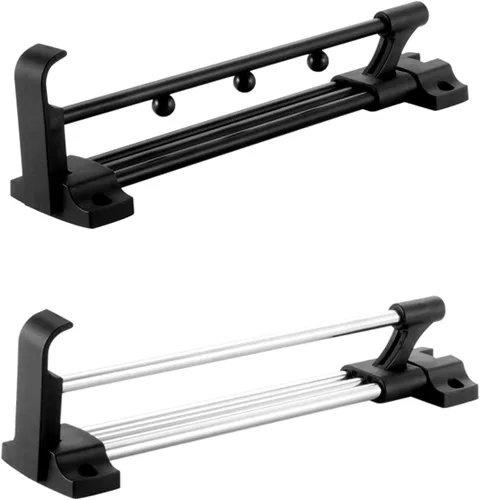 Miniatura 6 de Barra de valet extraíble para armario, ajustable lateral, resistente, retráctil, con tornillos, acero laminado en frío, barra de valet para armario