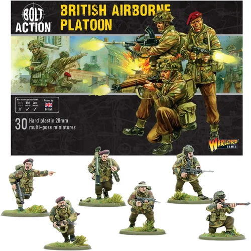 Warlord Games Paracaidistas aliados aerotransportados británicos – Miniaturas de plástico a escala de 1.102 in para Bolt Action Miniaturas altamente