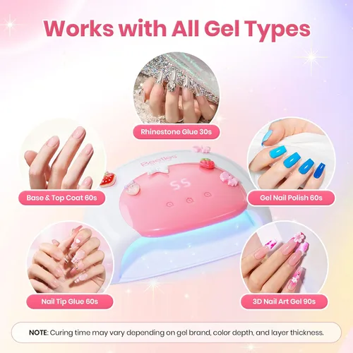 Miniatura 8 de Beetles - Lámpara de uñas UV, luz de uñas de gel blanca caramelo con 3 temporizadores de 30/60/90 segundos y pantalla de cuenta regresiva para uñas