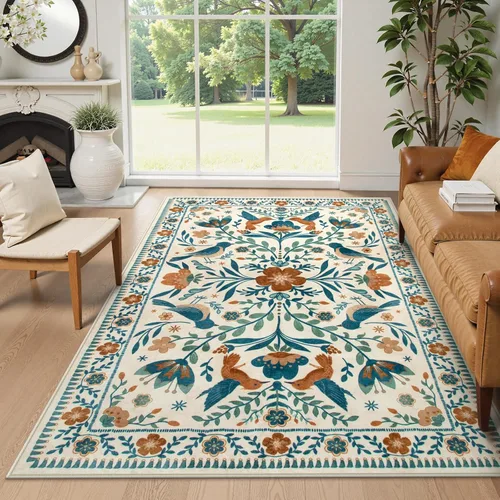 Miniatura 32 de Moynesa Alfombra para sala de estar, de 5 x 7 pies, lavable, moderna, color verde cabaña, para dormitorio, comedor, alfombra estética de granja