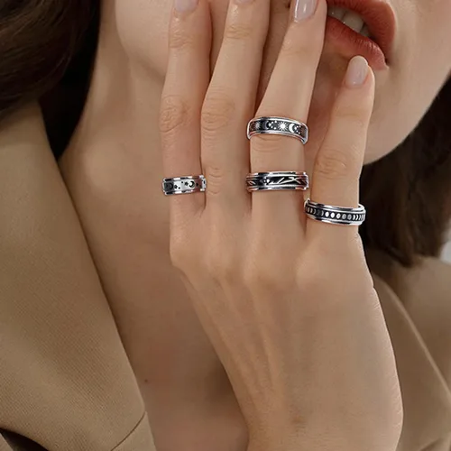 Miniatura 3 de Anillos de acero inoxidable para ansiedad, anillos de ansiedad, tamaño 6-10