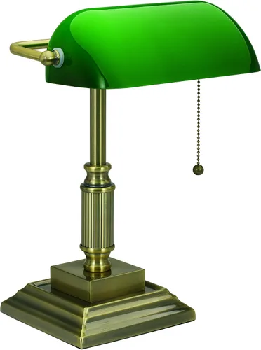 Miniatura 4 de V-LIGHT - Lámpara CFL de escritorio estilo tradicional de banquero, Bronce antiguo