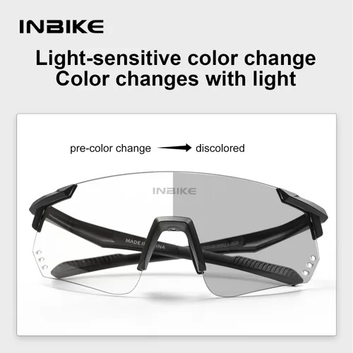 Miniatura 4 de INBIKE Gafas de ciclismo fotocromáticas para hombres y mujeres, polarizadas, protección UV400, gafas de sol deportivas TR90 para bicicleta de Negro