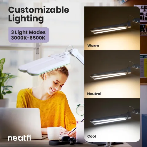 Miniatura 6 de Neatfi Elite HD XL - Lámpara LED de escritorio, 3 modos de luz, 90 piezas SMD LED, atenuación no polar, iluminación brillante que cuida los ojos