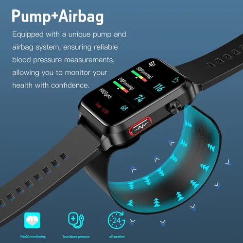 Miniatura 3 de Yowow BIT Reloj inteligente de presión arterial con brazalete de aire con bolsa de aire, pantalla a color IPS de 1.92 pulgadas, monitor de salud