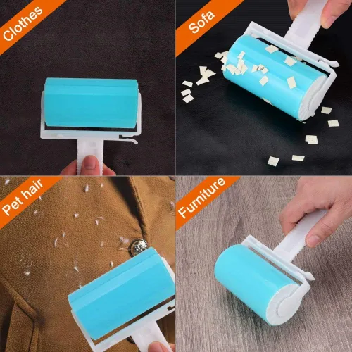 Miniatura 2 de Paquete de 5 rodillos de pelusas reutilizables y lavables, removedor de pelusas de gel pegajoso, removedor de pelusas de mascotas, limpiador