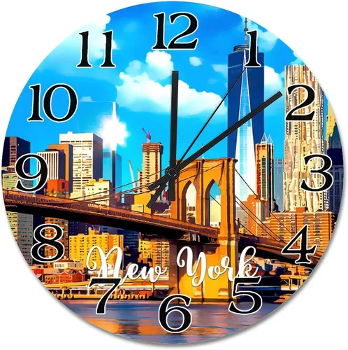 Miniatura 26 de Reloj de paisaje de Indianápolis, Indiana, Estados Unidos, reloj decorativo de viaje, funciona con pilas, 9 pulgadas, silencioso, retro, decoración