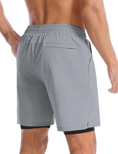 Miniatura 3 de Aolesy Pantalones cortos de correr para hombre de 57 pulgadas, de secado rápido, pantalones cortos de gimnasio con bolsillos, entrenamiento de tenis