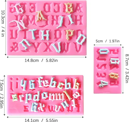 Miniatura 8 de Moldes de letras y números, moldes de silicona de números 0-9 y 26 letras, moldes de fondant para chocolate, cortadores de galletas, para hornear