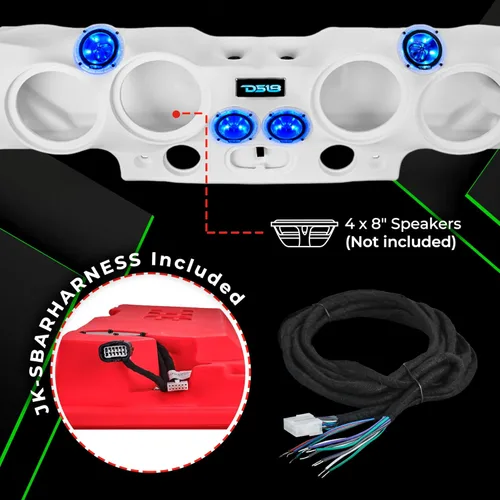 Miniatura 4 de DS18 JK-SBAR.HT - Barra de sonido compatible con el sistema de barra de sonido superior Jeep JK/JKU, se adapta a altavoces 4 x 8 (no incluidos), 4