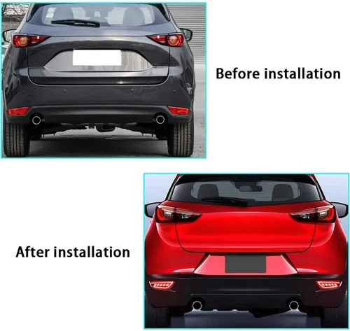 Miniatura 4 de Luces traseras LED superbrillantes para Mazda CX-3 2016-2020, ensamblajes de luces traseras de rejilla roja, 2 unidades/juego