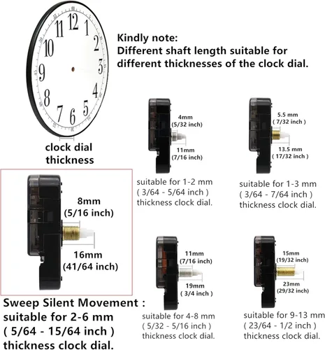 Miniatura 2 de TIKROUND Youngtown 12888 Movimiento para reparación de reloj, reemplazo de 16 mm (41/64 pulgadas) de longitud del eje, 8 mm (5/16 pulgadas)